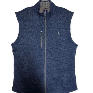 Johnnie-O Mens Full Zip Sweater Knit Vest Blue Heathered Mock Neck Large
